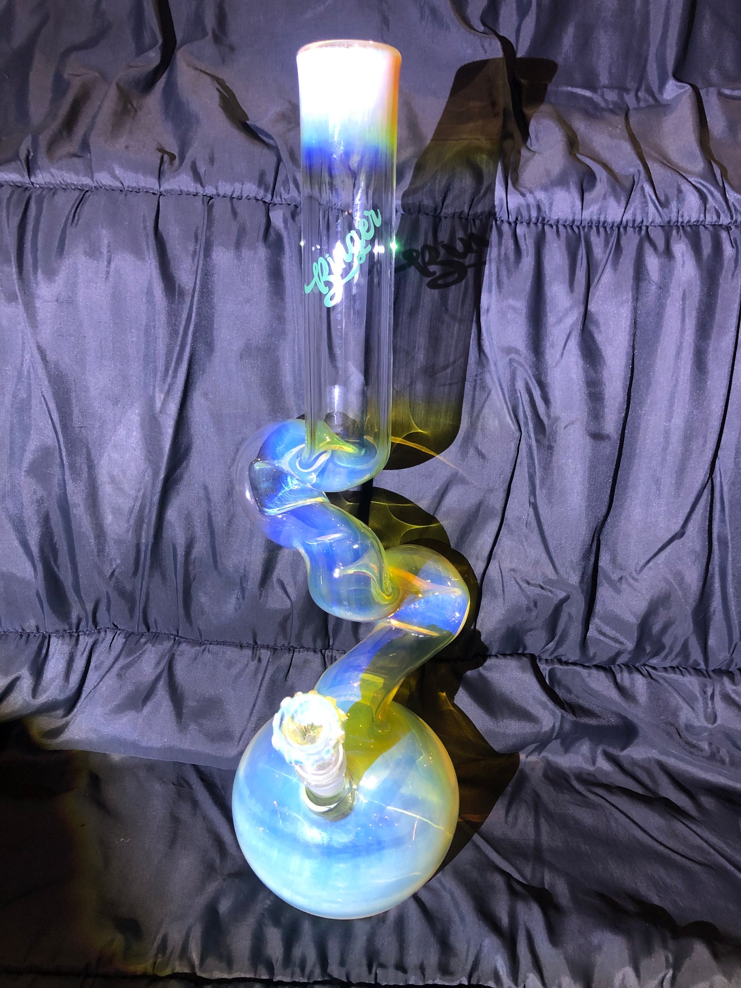 Silver Fume Double Bend Binger Bong 5002